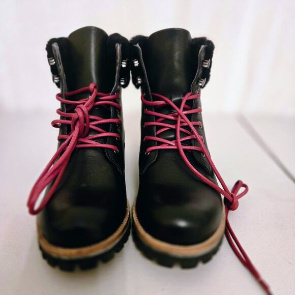 Women's Black Blackstone QL67 Leather Boots with Shearling Trim Size 37 - Picture 2 of 9